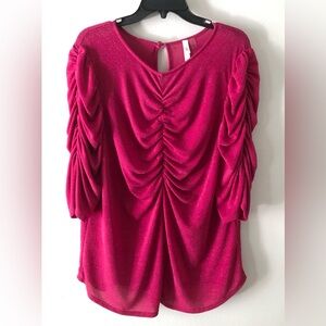 NY Collection Ruched Sparkle Blouse